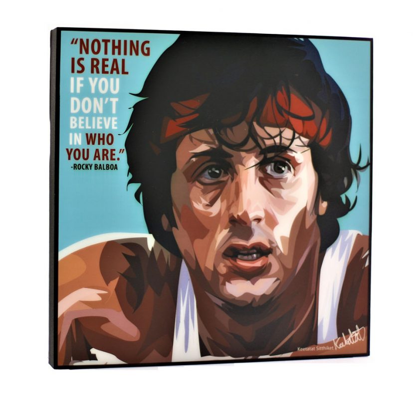 Famous Pop Art Rocky Balboa 25cm x 25cm Wall Frame – Blue Cloud